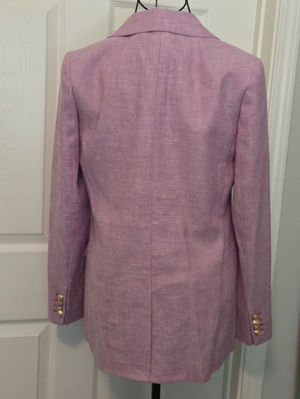 NWT J.CREW BRISTOL RASPBERRY-WHITE STRETCH LINEN DOUBLE BREASTED BLAZER - Picture 8 of 8